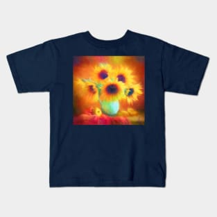 Pastel Painting - Sunflowers still life Kids T-Shirt